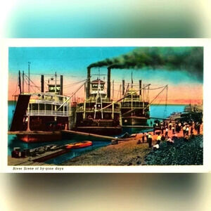 RIVER SCENE OF BY-GONE DAYS- Paris, Tennesse- Vintage Postcard
